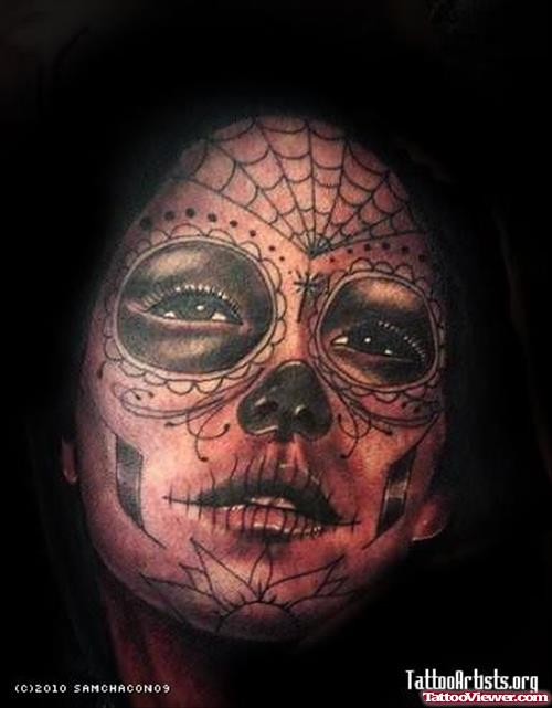 Dia De Los Muertos Tattoo On Face