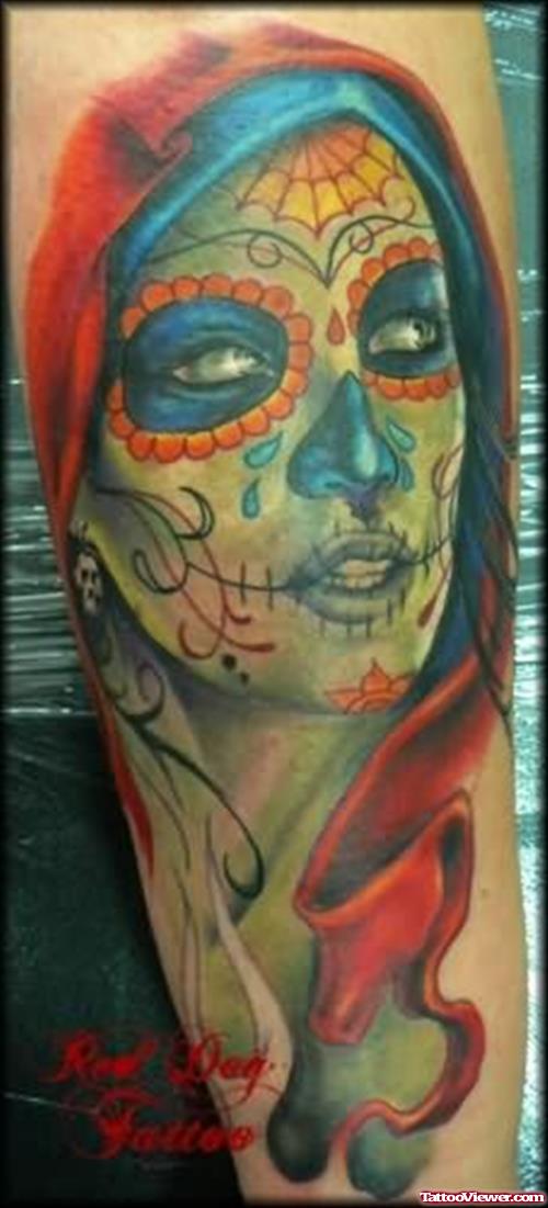 Dia De Los Muertos Colour Tattoo