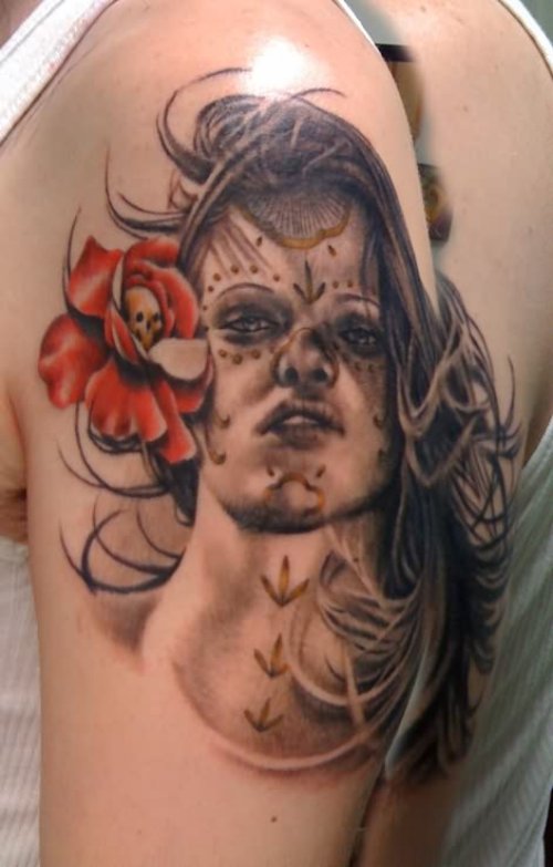 Angry Girl Dia De Los Muertos Tattoo