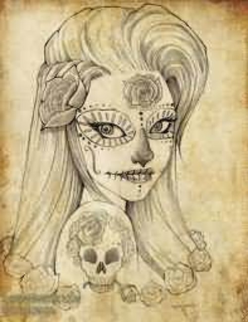 Dia De Los Muertos Girl Sketch Design