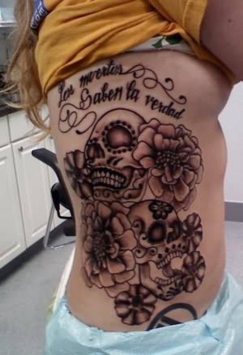 Dia De Los Muertos Side Tattoo