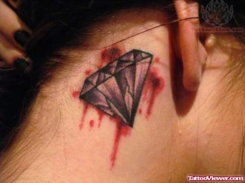 Blood Diamond Tattoo Behind Ear