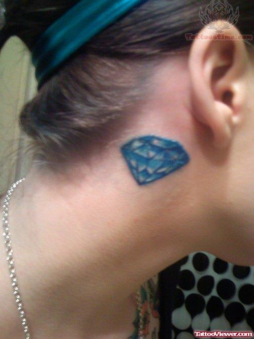 Blue Diamond Tattoo On Neck