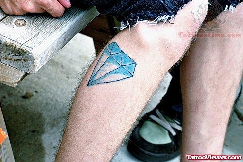 Large Blye Diamond Tattoo On Leg