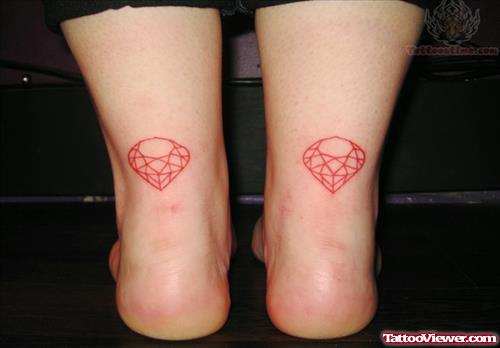 Red Diamond Tattoos on Ankle