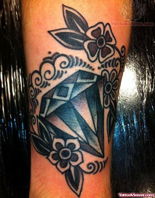 Flowers And Diamond Tattoo