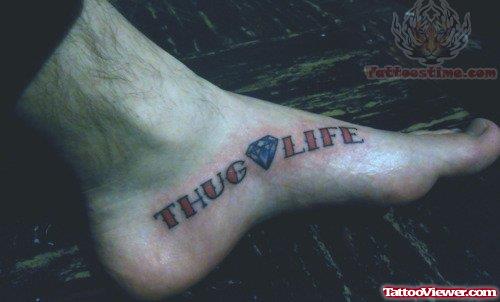 Thug Life Diamond Tattoo On Foot