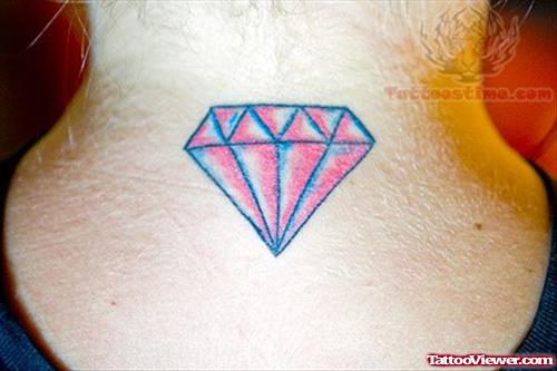 Diamond Tattoo On Girl Back Neck