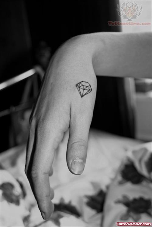 Tiny Crystal Diamond Tattoo On Hand
