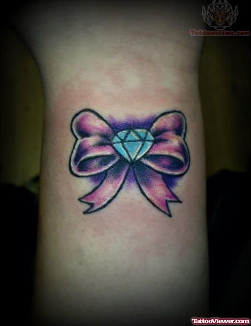 Ribbon And Diamond Tattoo