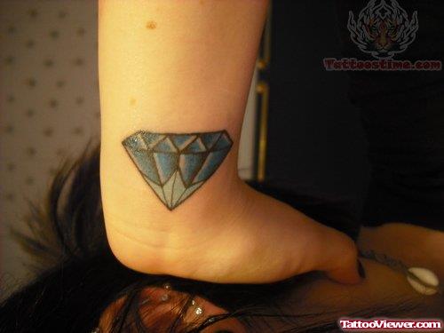 Blue Crystal Diamond Tattoo On Wrist