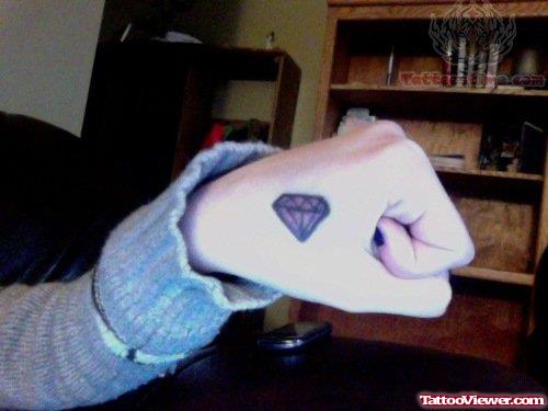 Small Pink Diamond Tattoo On Hand