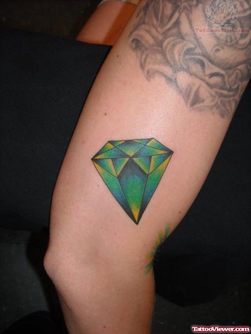 Green Diamond Tattoo On Thigh