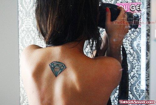 Upper Back Blue Diamond Tattoo