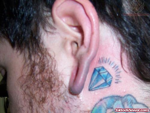 Shining Diamond Tattoo Behind Ear
