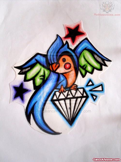 Diamond Swallow Tattoo Design