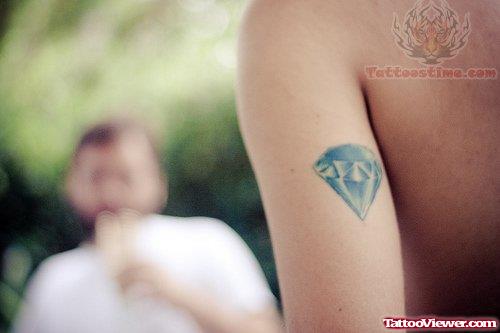 Blue Diamond Tattoo On Arm Back
