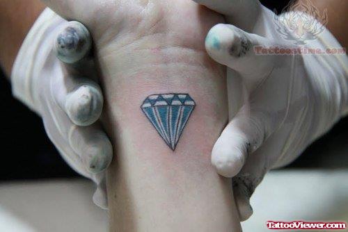 Blue Diamond Tattoo For Wrist