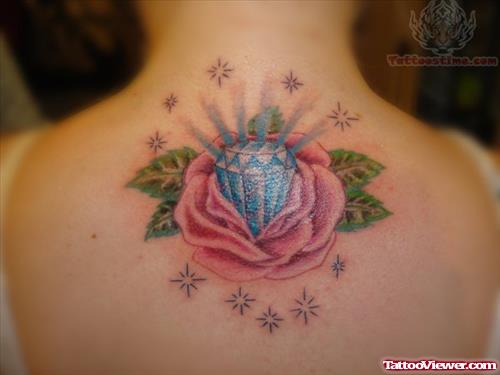 Diamond Rose Tattoo On Back