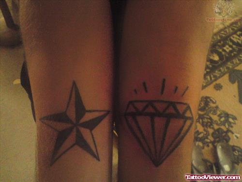 Nautical Star And Diamond Tattoo