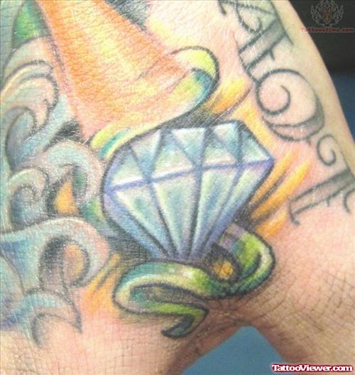 Love Diamond Tattoo On Hand