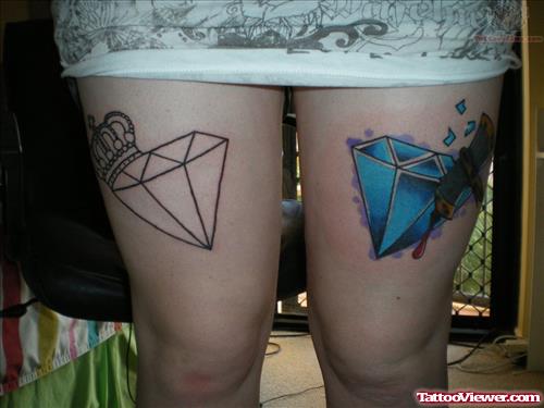 Diamond Tattoos On Thigh