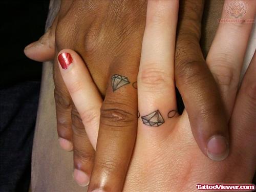 Diamond Ring Tattoo for Couple