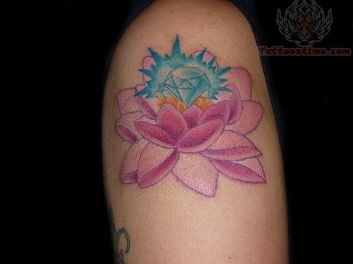 Lotus And Diamond Tattoo