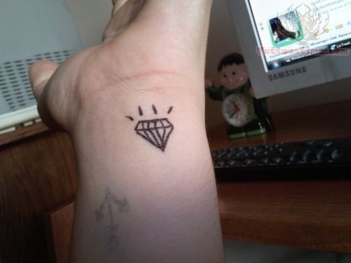 Black Ink Diamond Tattoo For Wrist