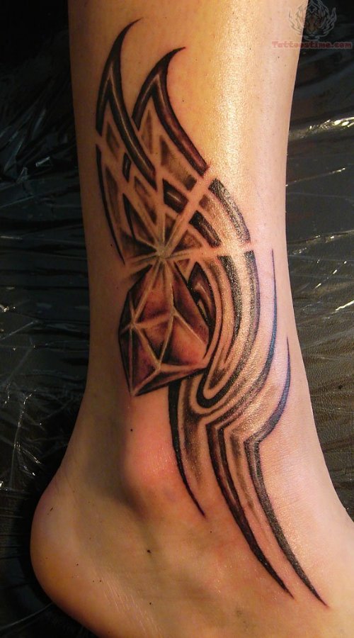 Tribal Diamond Tattoo On Ankle