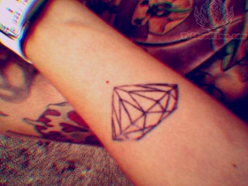 Crystal Diamond Tattoo On Leg