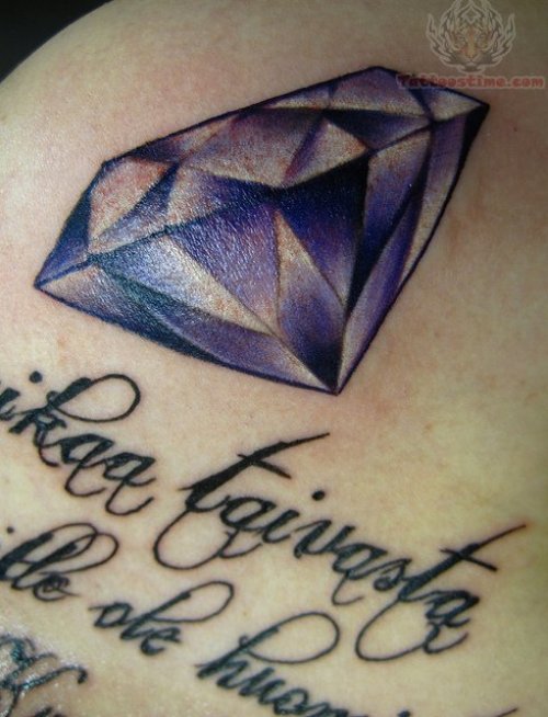 Diamond And Text Tattoo