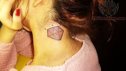 Diamond Tattoo On Neck Side