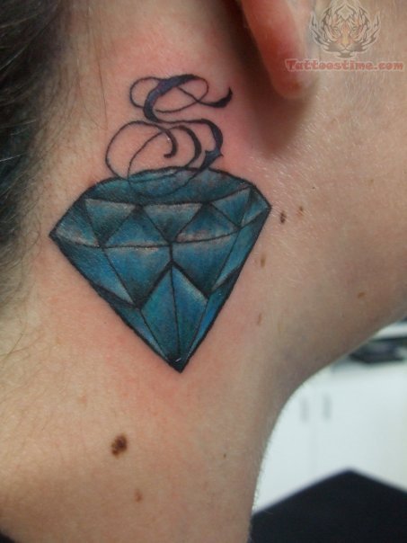 Blue Diamond Neck Tattoo