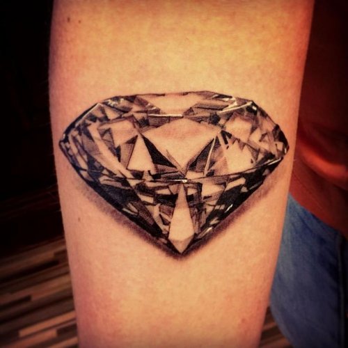 Grey Ink Diamond Tattoo On Forearm
