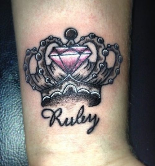 Ruby Diamond Tattoo On Wrist