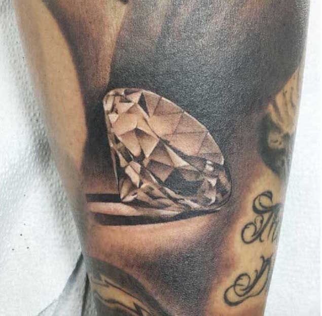 Amazing Black And Greu Diamond Tattoo On Arm Sleeve