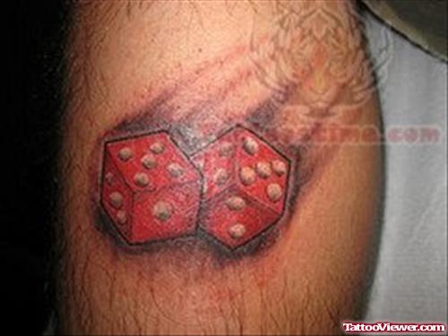 Color Ink Dice Tattoos