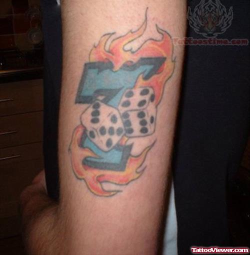 Flaming Lucky Dice Tattoo