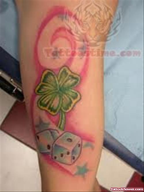 Irish Leaf And Dice Tattoo