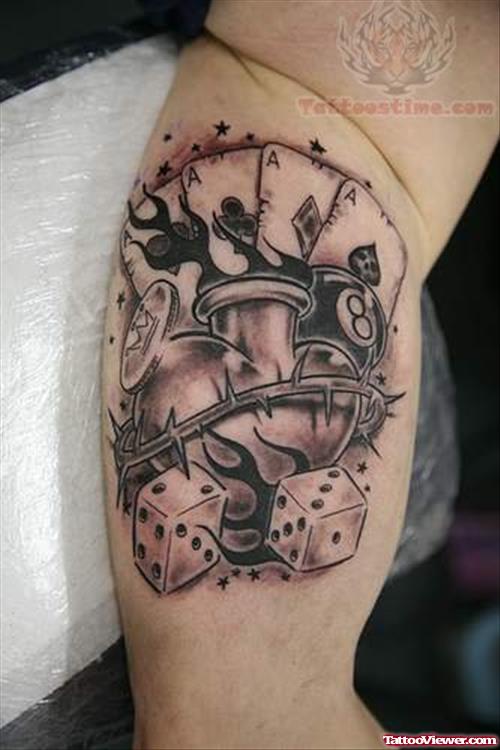 Barbed Heart And Dice Tattoo