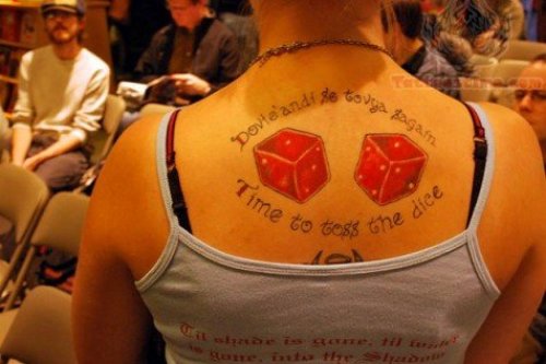 Red ink Dice Tattoos On Back