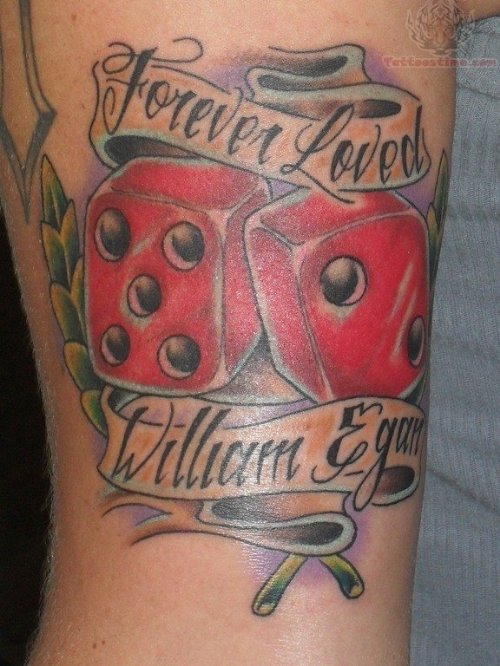 Red Ink Dice Tattoo