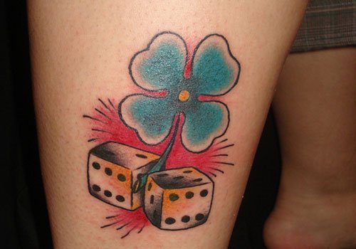 Clover Leaf And Dice Tattoos