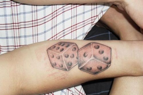 Grey Ink Dice Tattoos