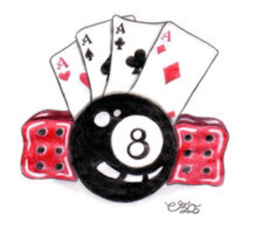 Eightball And Cards Dice Tattoo Design