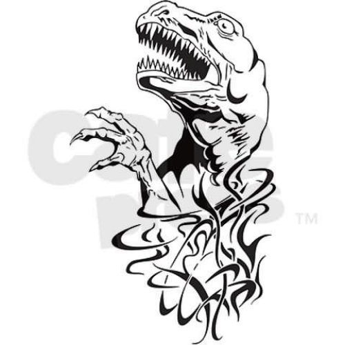 Black Tribal Dinosaur Tattoo Design