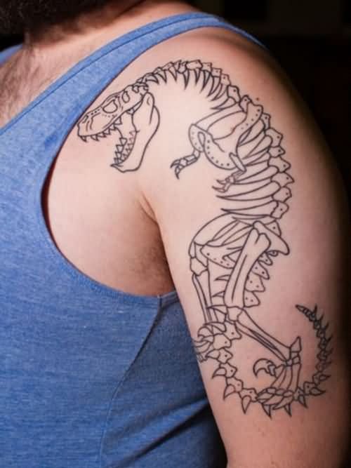 Left Half Sleeve Dinosaur Tattoo