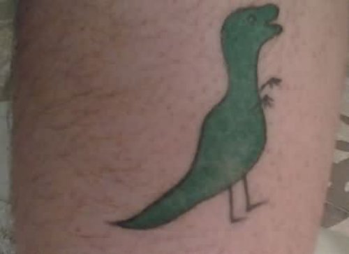 Green Ink Dinosaur Tattoo
