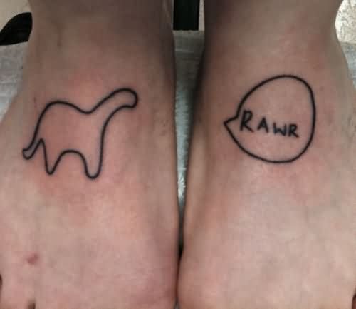 Outline Dinosaur Tattoos On Feet